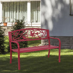Giantex 50”Outdoor Bench with Cast Iron Backrest & Ergonomic Armrest, 600 lbs - Image 2