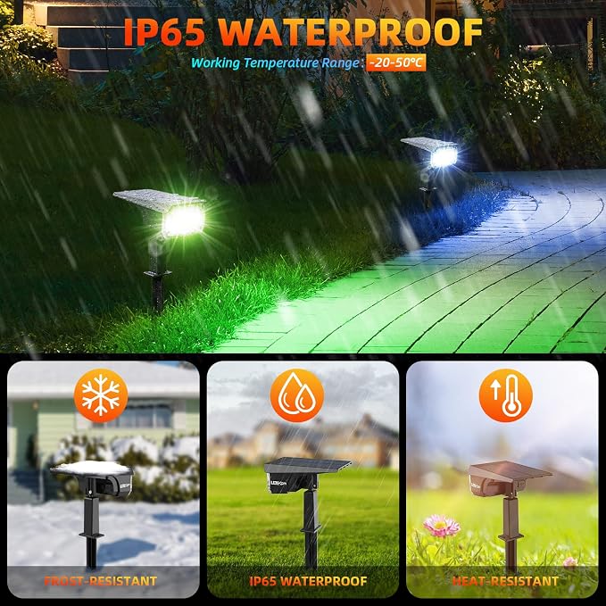 Solar Spotlights Outdoor, 40 LED s Color Changing RGB Waterproof Landscape - Image 2