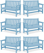SERWALL Outdoor Bench, HDPE Outdoor Benches Weatherproof, 2-Person Garden Bench by SERWALL