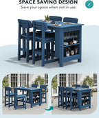 SERWALL Outdoor Bar Table and Chairs Set, 5-Piece HDPE Counter Height Patio - Image 8