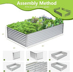 8x4x2FT Galvanized Raised Garden Bed, Galvanized Planter Boxes Outdoor - Image 4