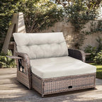 Patio Rattan Daybed, Wicker Recliner Loveseat - Image 7