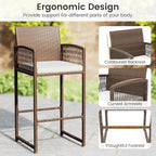 Tangkula Patio Bar Stools Set of 2, PE Rattan Bar Height Chairs - Image 6