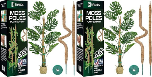 4 Pack 48'' Bendable Moss Pole Monstera Plant Support by K-BRANDS