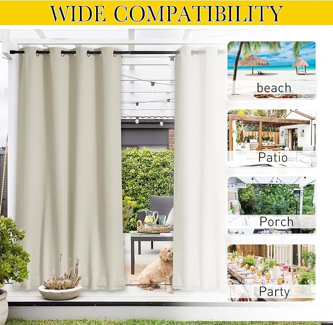 NICETOWN 2 Panels Weighted Outdoor Curtains - Image 8