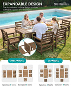 SERWALL 9-Piece Outdoor Dining Set, All Weather HDPE Outdoor Furniture Set - Image 5