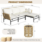 Yaheetech 3 Pieces L-Shaped Conversation Sofa Set, Outdoor Patio Furniture Set - Image 3