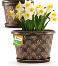 10 Inch Planter Pots for Plants, 4 Pack Plastic Large Flower Pots Indoor Outdoor by FlowyypoPlantPot