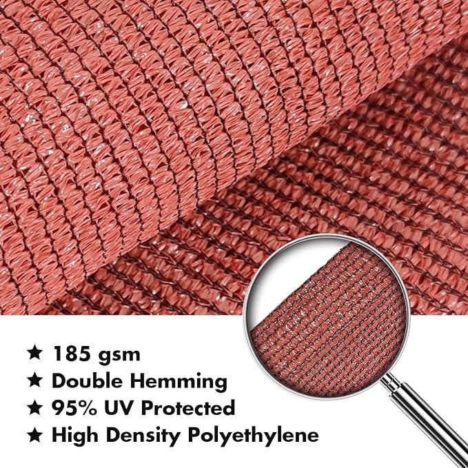 KANAGAWA 12'X18' Rust Red Custom Size Sun Shade Sail Rectangle UV Block Canopy - Image 4