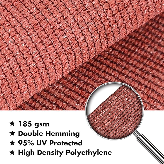 KANAGAWA 10'X13' Rust Red Custom Size Sun Shade Sail Rectangle UV Block Canopy - Image 4
