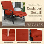 Oakcloud Adjustable Outdoor Lounge Chair Metal Patio Relaxing Recliner Chair Set - Image 4