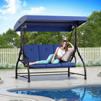 3-Seat Patio Swing Chair Outdoor Heavy Duty Steel Frame - Image 8