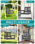 SERWALL HDPE Single Porch Swing Set of 2, Heavy Duty Single Person Swing Chair - Image 6