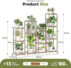 Bamworld 4 Sets Tall Plant Stands Indoor Outdoor Combo Plant Shelves Wooden - Image 5