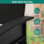 YITAHOME Wicker Hanging Porch Swing Chair 2-Seats Outdoor Black Rattan Patio - Image 6