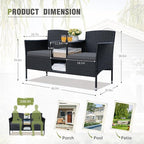Greesum Patio Loveseat Outdoor Wicker Furniture Conversation Set - Image 7