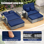 LDAILY Moccha Outdoor Daybed, Wicker Loveseat Sofa Set - Image 4