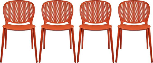 2xhome Set of 4 Patio Dining Chairs | Modern Stackable Outdoor Pool Side Chair by 2xhome