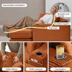 HANXIN 62" Chaise Lounge Chair Indoor, Oversized Corduroy Boneless Convertible - Image 5