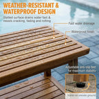 ENKEZI Small Acacia 16 Inches Outdoor Side Table, 2-Tier Sturdy Patio, End - Image 5