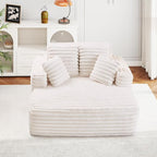 56" Oversized Chaise Lounge Chair Indoor, Plush Faux Fur Sleeper Sofa Couch Bed - Image 9
