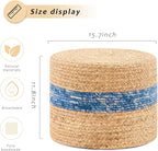 Handwoven Water Hyacinth Ottoman Pouf, Round Outdoor Footstool - Image 3