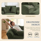 80 Inch Chaise Lounge Chair Indoor, Oversized Corduroy Upholstered Boneless - Image 4