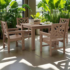 HDPE Outdoor Dining Set, 5-Piece Outdoor Table and Chairs Include 4 Armchair - Image 8