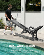 Lounge Chair Outdoor Set of 2, HDPE Chaise Lounge Outdoor, Pool Lounge Chair - Image 3