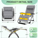 Suteck Oversized Zero Gravity Chair, 33In XXL Lounge Chair w/Removable - Image 2