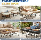 NICESOUL Indoor Outdoor Ottoman Set of 2, Large Wide Double Patio Footstool - Image 8
