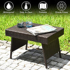 Tangkula Outdoor Folding Wicker Table, Heavy Duty Rattan Foldable Standing - Image 7