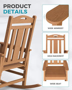 Ciokea Oversized Outdoor Rocking Chair, 380lbs Heavy-Duty Large Patio Rocker - Image 6