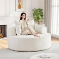 Antetek Oversized Round Chaise Longue Chair Indoor, Modern 55-inch Upholstered by Antetek