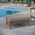 Modway Wren Teak Wood Outdoor Ottoman in Natural Driftwood - Image 2