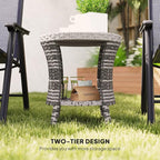 Outsunny 18" Outdoor Wicker Coffee Table, 2-Tier Patio Side Table - Image 6