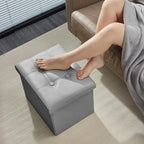 AmasSmile Storage Ottoman Folding Foot Rest Stool, Leather Footstool Bench - Image 4