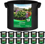 12-Pack 5 Gallon Thickened Non-Woven Grow Bags, Aeration Fabric Pots by JNYONG