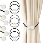 Hion Magnetic Curtain Tiebacks Black 6 Pack, Curtain Tiebacks Buckles Holdbacks by Hion