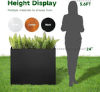 Black Steel Planter Box for Outdoor Plants 24" x 10" x 24" Metal Rectangular - Image 6