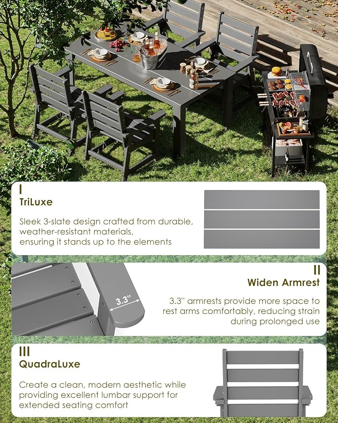 GREENVINES 5-Piece Patio-Dining-Set | HDPE Plastic | Outdoor Table and Chairs - Image 6