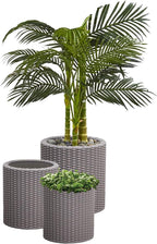 Keter Cylinder Set of 3 Rattan Resin Planter by Keter