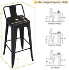 Yaheetech Bar Stools Set of 4, Metal Counter Height Chairs, 30 Inch Industrial - Image 3