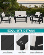 SERWALL HDPE Patio Furniture Set, 5 Piece All Weather Wood-Like Sectional - Image 4