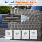 Wisteria Lane 4 Piece Patio Furniture Set, Wicker Outdoor Patio Conversation - Image 5