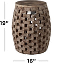 Balkene Home 62419 Maya Oval Rustic Garden Stool Wood Outdoor Seating & End - Image 3