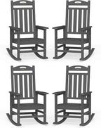 Oversized Outdoor Rocking Chairs Set of 4, High Back Porch Rocker Chair by Suunyn
