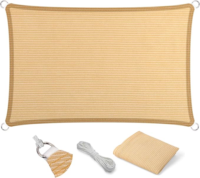 Eden's Decor Straight Flat-Edged Sun Shade Sail Rectangular 4' x 20' Beige by EdensDecorInc