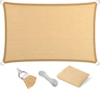 Eden's Decor Straight Flat-Edged Sun Shade Sail Rectangular 5' x 6' Beige by EdensDecorInc
