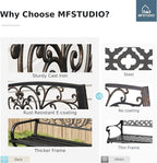 MFSTUDIO 50 Inches Outdoor Garden Bench, Cast Iron Metal Frame Patio Park Bench - Image 7